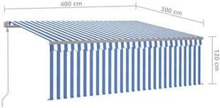 VidaXL Lumarko Automatycznie zwijana markiza z zasłoną, 4x3 m, niebiesko-biała 3069306 VidaXL - Markizy - miniaturka - grafika 8