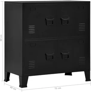 vidaXL vidaXL Szafka na dokumenty z 4 drzwiczkami, czarna, 75x40x80 cm, stal - Szafy biurowe - miniaturka - grafika 7