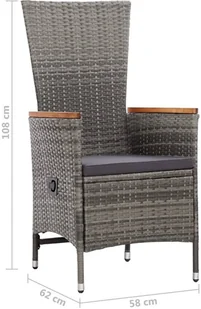 vidaXL 9 częściowy zestaw mebli ogrodowych z poduszkami polirattan szary 46041 46041 - Meble ogrodowe - miniaturka - grafika 13