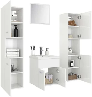 vidaXL vidaXL Zestaw mebli łazienkowych, wysoki połysk, biały, płyta wiórowa - Meble łazienkowe - miniaturka - grafika 49