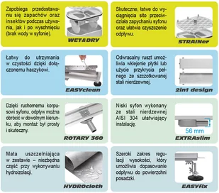 Fala ODPŁYW LINIOWY ROTARY 50 Z SYFONEM OBROTOWYM WET&DRY 75345 ZYSKAJ RABAT 30 ZŁ 75345 - Odpływy liniowe - miniaturka - grafika 9