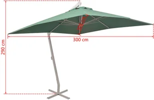 vidaXL Parasol ogrodowy, wiszący, 300 x cm, aluminiowy, zielony - Parasole ogrodowe - miniaturka - grafika 9