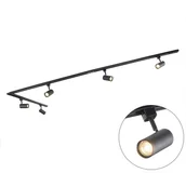 Lampy pozostałe - QAZQA Nowoczesny system szynowy czarny z 5 reflektorami 1-fazowymi - Jeana - miniaturka - grafika 1