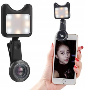 Apexel APL-3663FL Obiektyw 0.36X Wide Angle 15X Makro +Lampka LED black 7624X1 - Etui i futerały do telefonów - miniaturka - grafika 9