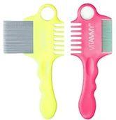 Inne akcesoria do pielęgnacji dzieci - VITAMMY VITAMMY Fino Zestaw 2 grzebieni na wszy i gnidy yellow/pink - miniaturka - grafika 1