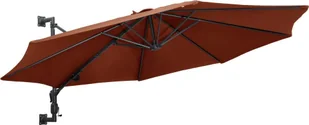 vidaXL Parasol ścienny na metalowym słupku, 300 cm, kolor terakota vidaXL - Parasole ogrodowe - miniaturka - grafika 2