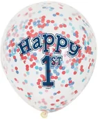 Balony i akcesoria - Unique Balony 12", "Cyfra 1 z konfetti", UNIQUE, Crystal Clear, 6 szt U58185 - miniaturka - grafika 1