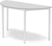 Meble do szkół i przedszkoli - AJ Produkty Stół BORS, półokrągły, 1200x600x720 mm, laminat szary, biały - miniaturka - grafika 1