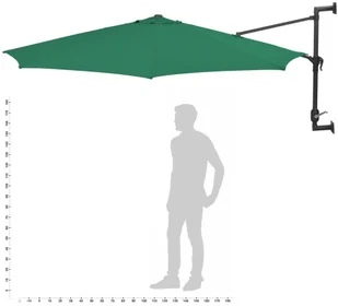 vidaXL Parasol ścienny z LED, na metalowym słupku, 300 cm, zielony 312523 - Parasole ogrodowe - miniaturka - grafika 2