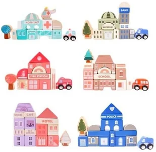 Drewniane klocki edukacyjne miasto z matą 115 szt - Klocki - miniaturka - grafika 3