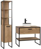 Meble łazienkowe - Comad Zestaw mebli łazienkowych BROOKLIN 800 + 827 dąb craft złoty w stylu loft BROOKLIN800-827 - miniaturka - grafika 1