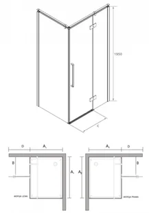 Sea Horse Kabina bezprofilowa jednodrzwiowa FRESH-LINE 120x90x195 prawa czarna BK248T09/12KP - Kabiny prysznicowe - miniaturka - grafika 2