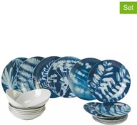 Talerze - Villa D Este Villa d Este 18-częściowy zestaw talerzy "Iceland" w kolorze biało-niebieskim - miniaturka - grafika 1