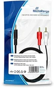Kable - MediaRange mrcs164 przewód połączeniowy, 2 X wtyczka cinch na wtyk typu jack 3.5 MM, 1 m Czarny - miniaturka - grafika 1