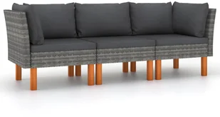 VidaXL 3-osobowa sofa ogrodowa z poduszkami, polirattan, szara! 3059707 - Sofy ogrodowe - miniaturka - grafika 2
