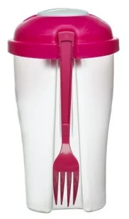 Sagaform Słoik na sałatkę z widelcem i pojemnikiem na sos, różowy - Kubki - miniaturka - grafika 2