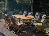Meble ogrodowe - Beliani Zestaw ogrodowy drewniany 8-osobowy poduchy grafitowe MAUI - miniaturka - grafika 1