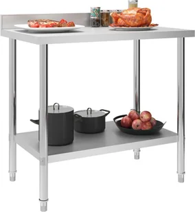 VidaXL Kuchenny stół roboczy z listwą, 100x60x93 cm, stal nierdzewna 51189 VidaXL - Stoły gastronomiczne - miniaturka - grafika 2