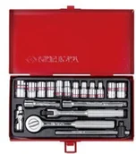 Zestawy narzędziowe - KING TONY Zestaw nasadek 2518SR, 1/4'', 6/8-kątne, 5/32-1/2'' - miniaturka - grafika 1