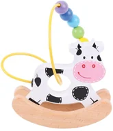 Zabawki interaktywne dla dzieci - BIGJIGS Manipulator Grzechotka Krówka - miniaturka - grafika 1