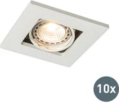 Oprawy, klosze i abażury - QAZQA Zestaw 10 x oprawa do wbudowania kwadratowa biała - Qure - miniaturka - grafika 1