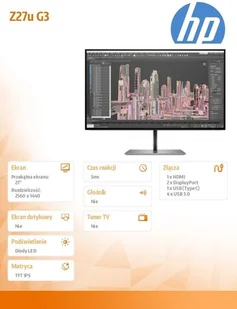 HP Z27u G3 QHD USB-C 1B9X2AA - Monitory HP Z27u G3 QHD USB-C 1B9X2AA - Monitory - miniaturka - grafika 5