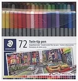 Staedtler podwójne mazaków Twin Tip, 72er etui z tworzywa sztucznego 3200 TB72 ST - Pozostałe akcesoria dla plastyków - miniaturka - grafika 2