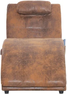 vidaXL Szezlong z poduszką, brązowy, sztuczna skóra zamszowa - Szezlongi - miniaturka - grafika 5