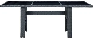 vidaXL Stół ogrodowy, ciemnoszary, polirattan i hartowane szkło - Stoły ogrodowe - miniaturka - grafika 2