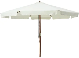 vidaXL Parasol ogrodowy na drewnianym słupku, 330 cm, piaskowa biel - Parasole ogrodowe - miniaturka - grafika 2