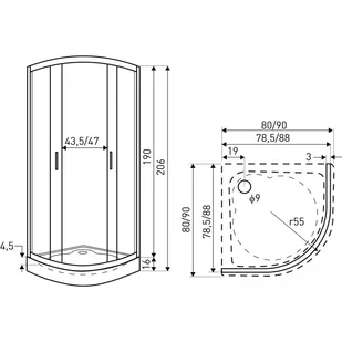Novoterm Kabina półokrągła 80x80 Madera STR MADERA-80-B/B - Kabiny prysznicowe - miniaturka - grafika 3