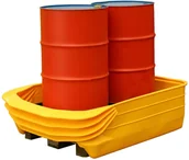 Pojemniki przemysłowe - ROMOLD Paleta Wychwytowa Polietylenowa Pod 2 Beczki (250 L) 2 Beczki Żółty 151 L. - 400 L. Bez Kratownicy 150 Cm X 110 Cm X 44 Cm - miniaturka - grafika 1