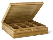 Pojemniki kuchenne - Bredemeijer Kieszenie na worki Box 12 bez konieczności korzystania z okienkiem w pokrywie na herbatę z jasnego drewna bambusowego 280 X 270 X 75 mm TBC12 - miniaturka - grafika 1
