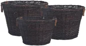 Akcesoria kominkowe - vidaXL 3-cz. zestaw koszyky na drewno, sztaplowane, czerwona wiklina vidaXL - miniaturka - grafika 1