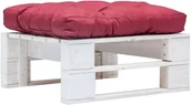 Pozostałe meble ogrodowe - vidaXL Ogrodowy stołek z palet z czerwoną poduszką, biały, drewno FSC vidaXL - miniaturka - grafika 1