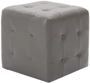 vidaXL Pufy, 2 szt., szare, 30 x 30 x 30 cm, sztuczna skóra - Taborety i hokery - miniaturka - grafika 2