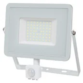 Lampy ogrodowe - V-tac naświetlacz LED Pro series) z czujnikiem ruchu PIR VT-50-S-W SAMSUNG CHIP 50W 6400K 4250lm IP65 biały SKU 468 - miniaturka - grafika 1
