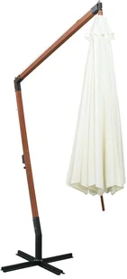 vidaXL Parasol ogrodowy wiszący, 350 cm, drewniany, biały - Parasole ogrodowe - miniaturka - grafika 6