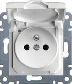 Klawisze i ramki - Hager Lumina 2 biały gniazdo z uziemieniem z klapką WL1120 - miniaturka - grafika 1