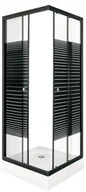 Ścianki i drzwi prysznicowe - Kerra Kabina natryskowa z brodzikiem 70x70x205 cm / 5 mm pasy Pico Black Pico Black STR 70 - miniaturka - grafika 1