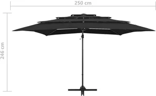 vidaXL 4-poziomowy parasol na aluminiowym słupku, czarny, 250x250 cm 313826 - Parasole ogrodowe - miniaturka - grafika 9