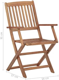 vidaXL Składane krzesła ogrodowe, 4 szt., lite drewno akacjowe - Fotele i krzesła ogrodowe - miniaturka - grafika 7
