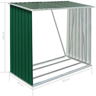 vidaXL Wiata na drewno, stal galwanizowana, 163 x 83 x 154 cm, zielona - Garaże i wiaty - miniaturka - grafika 8
