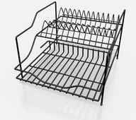 Suszarki do naczyń - Altom SUSZARKA DO NACZYŃ 2-POZIOMOWA 30CM CZARNA Z TACKĄ KOMBO 5906551041859 - miniaturka - grafika 1