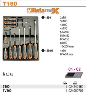 Beta ZESTAW WKRĘTAKÓW BX 12SZT.WE WKŁ.Z TWORZ 2424/T160 - Śrubokręty - miniaturka - grafika 2