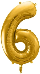 PartyDeco Balon foliowy, cyfra 6, złoty, 86 cm - Balony i akcesoria - miniaturka - grafika 5