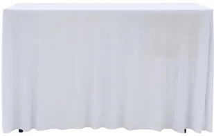 vidaXL Elastyczne obrusy z falbaną, 2 szt., 243 x 76 x 74 cm, białe - Obrusy i serwetki - miniaturka - grafika 4
