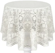 Obrusy i serwetki - Jedeka Szydełkowy Okrągły Beżowy 180 Cm Obrus Na Stół Bawełniany Wh - miniaturka - grafika 1