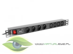 Lanberg lanberg Listwa zasilająca Rack PDU 1U 4x PL + 4x IEC C13 2m 16A czarna (PDU-04E04I-0200-BK) - Listwy zasilające - miniaturka - grafika 2