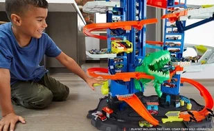 Mattel City. GJL14 Mega garaż T-Rexa + 2 samochodziki - Tory, garaże, parkingi - miniaturka - grafika 7